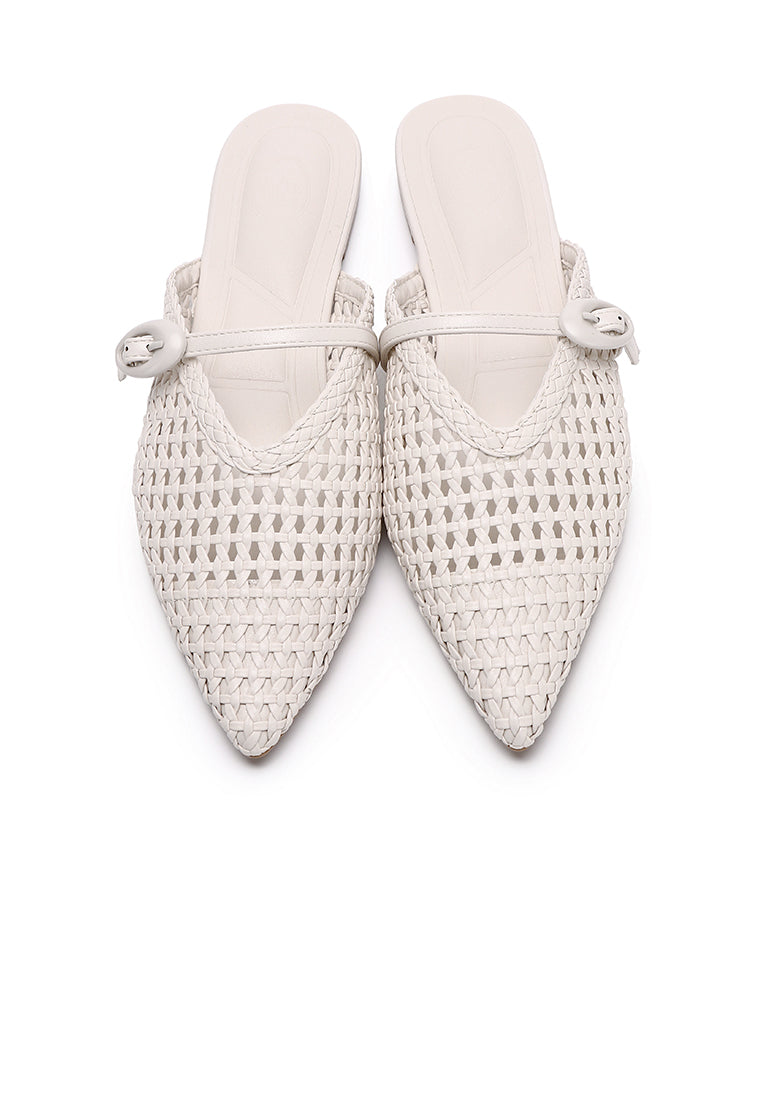 Siti Braided Slip On Sandals (White)