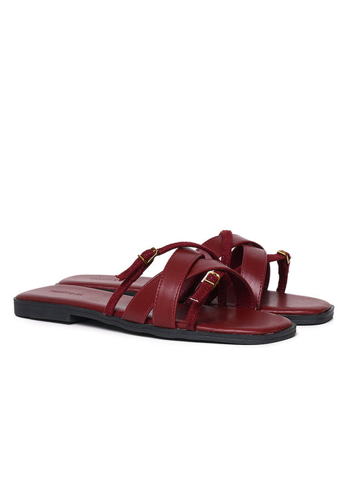 Ari Straps Sandals (Maroon)