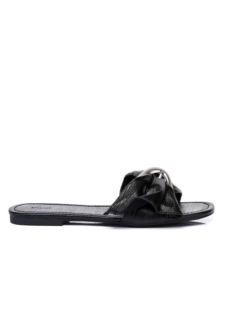 Lainey Woven Buckle Sandals (Black)