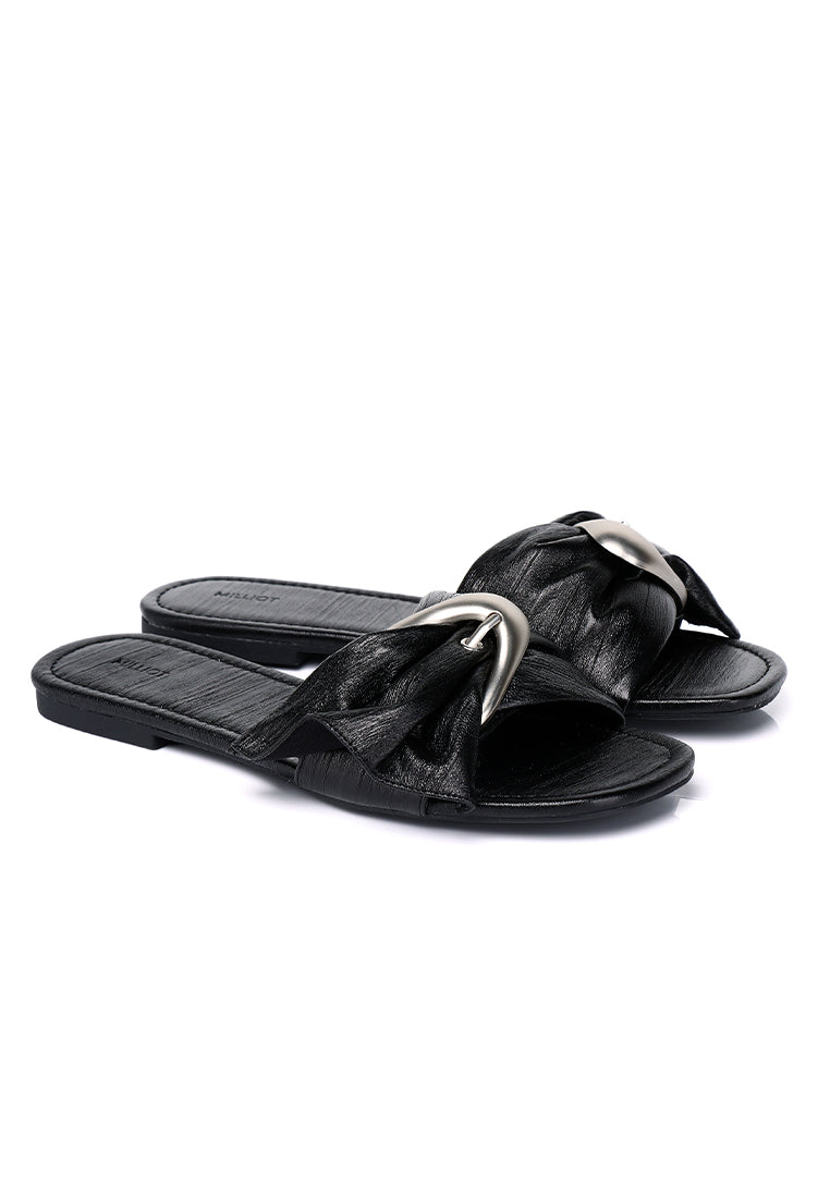 Lainey Woven Buckle Sandals (Black)