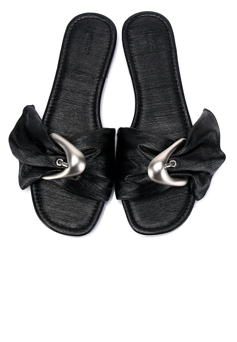 Lainey Woven Buckle Sandals (Black)