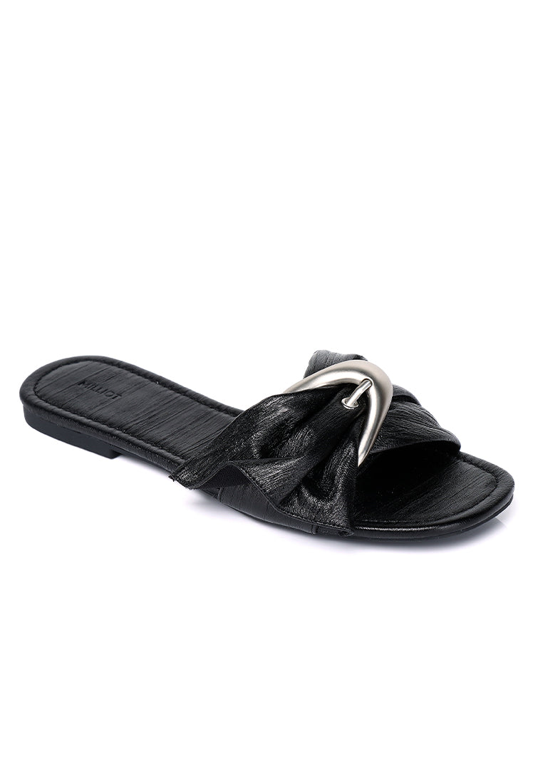 Lainey Woven Buckle Sandals (Black)
