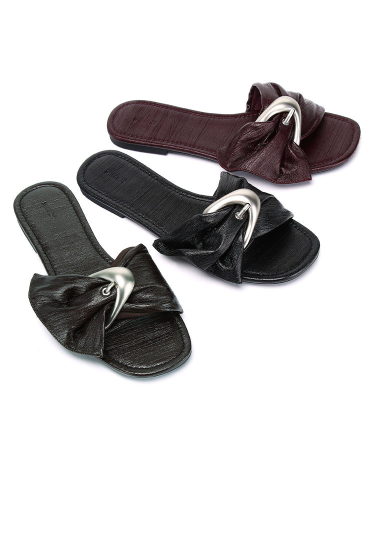 Lainey Woven Buckle Sandals (Black)