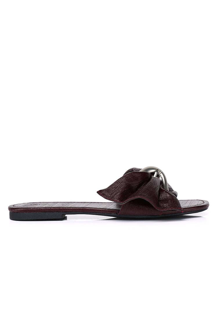 Lainey Woven Buckle Sandals (Burgundy)