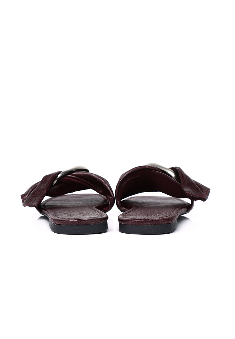 Lainey Woven Buckle Sandals (Burgundy)