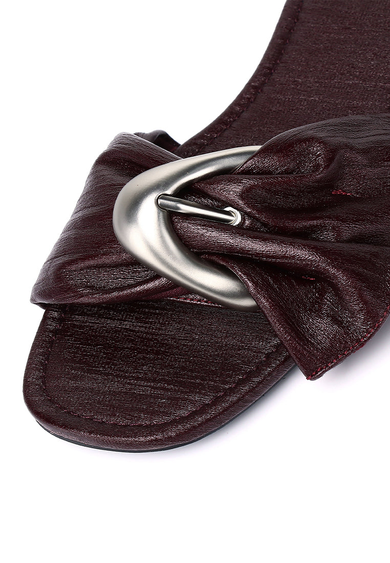 Lainey Woven Buckle Sandals (Burgundy)
