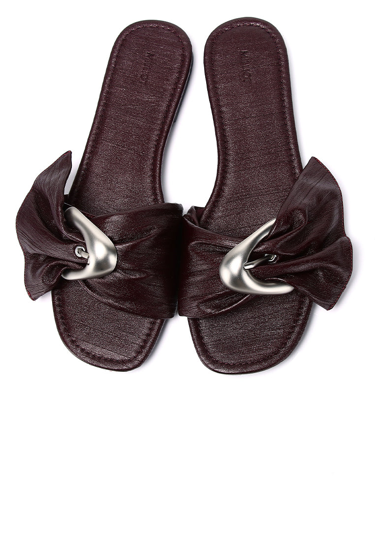 Lainey Woven Buckle Sandals (Burgundy)