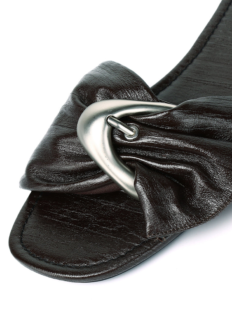 Lainey Woven Buckle Sandals (Espresso)
