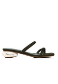 Sherry Strappy Oval Heels (Dark Olive Green)