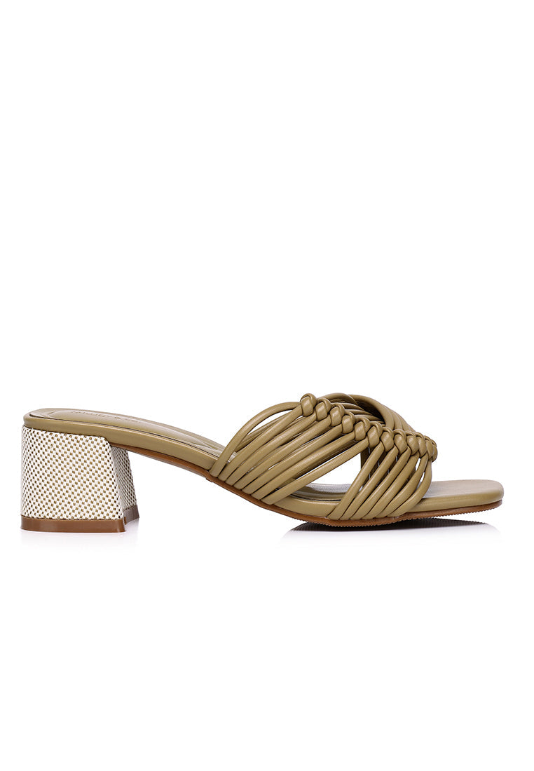 Aisha Open Toe Knotted Heels (Brown)