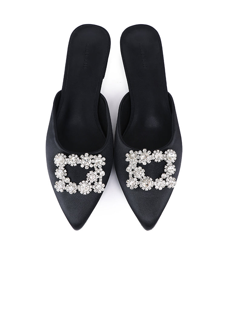 Doretta Embellishment Slip Ons Heels (Black)