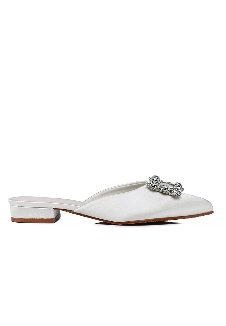 Doretta Embellishment Slip Ons Heels (White)