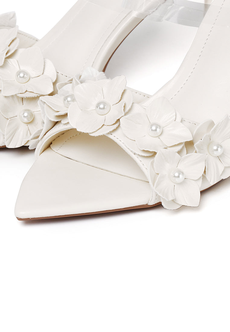 Vivienne Floral Heels (White)