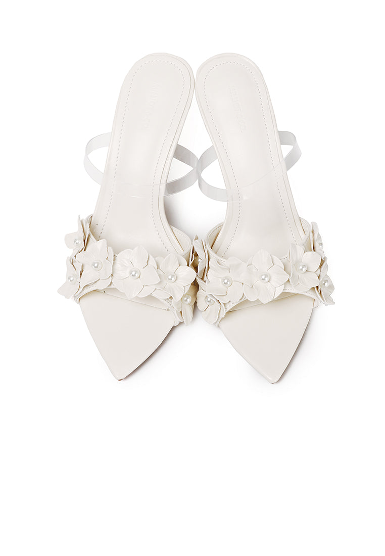 Vivienne Floral Heels (White)