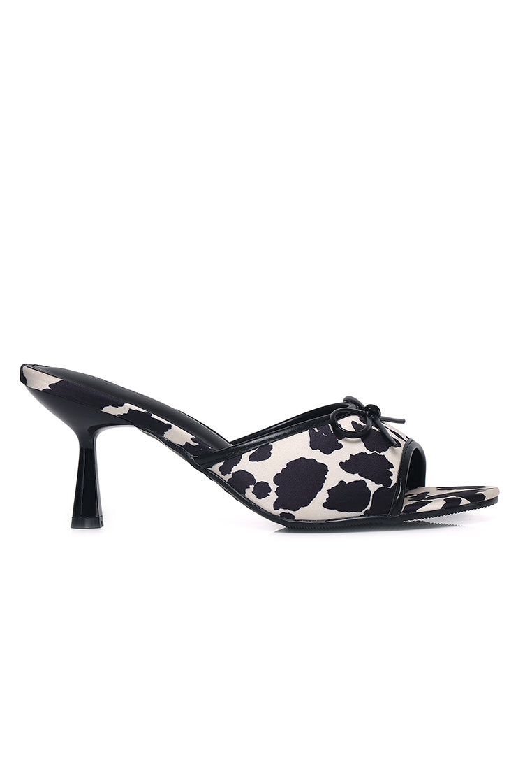 Anastasia Cow Print Heels (Black)