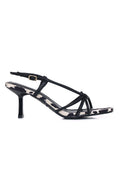 Anneliese Cow Print Strappy Heels (Black)