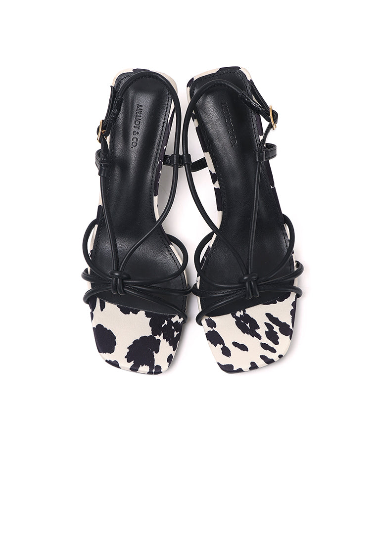 Anneliese Cow Print Strappy Heels (Black)