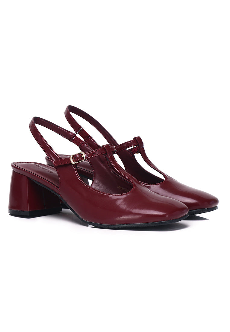 Carlos Block Pumps Heels (Maroon)