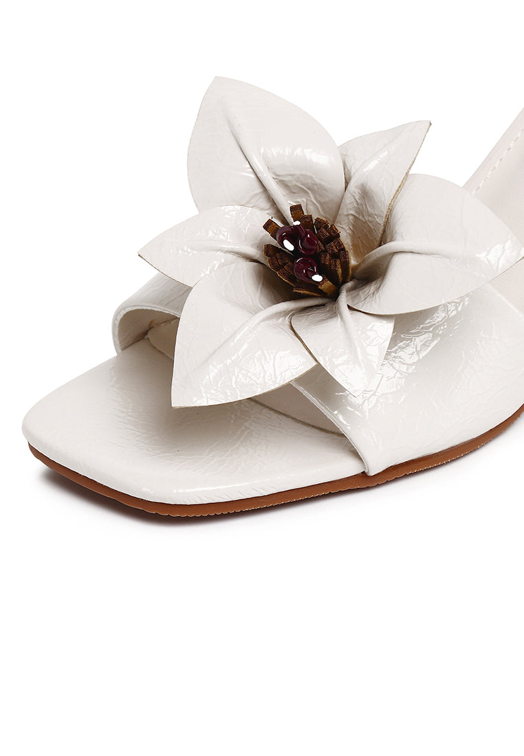 Reese Floral Sandals Heels (White)
