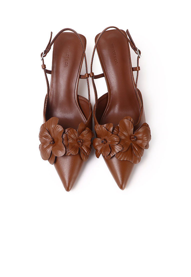 Veronica Floral Heels (Brown)