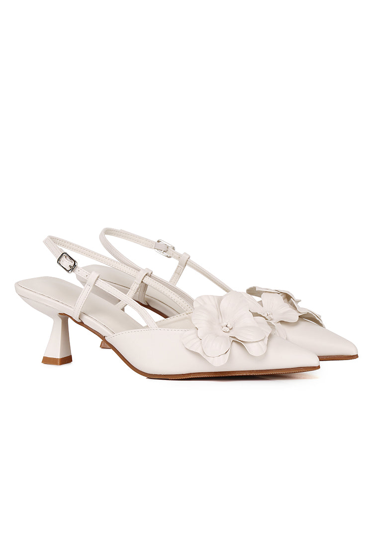 Veronica Floral Heels (White)