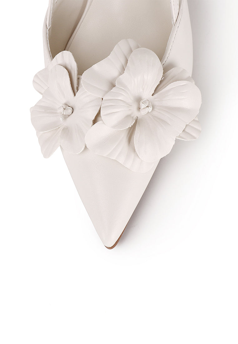 Veronica Floral Heels (White)