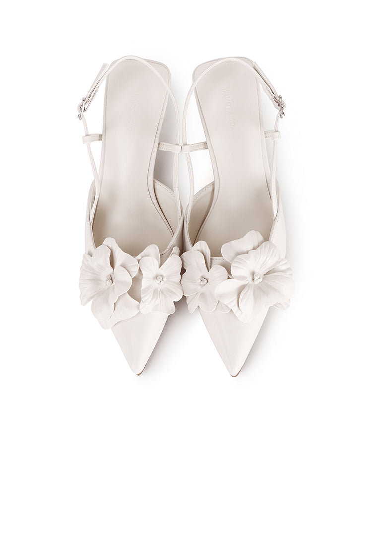 Veronica Floral Heels (White)