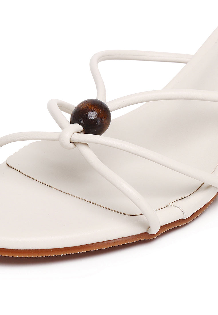 Ava Beads Strappy Heels (Beige)