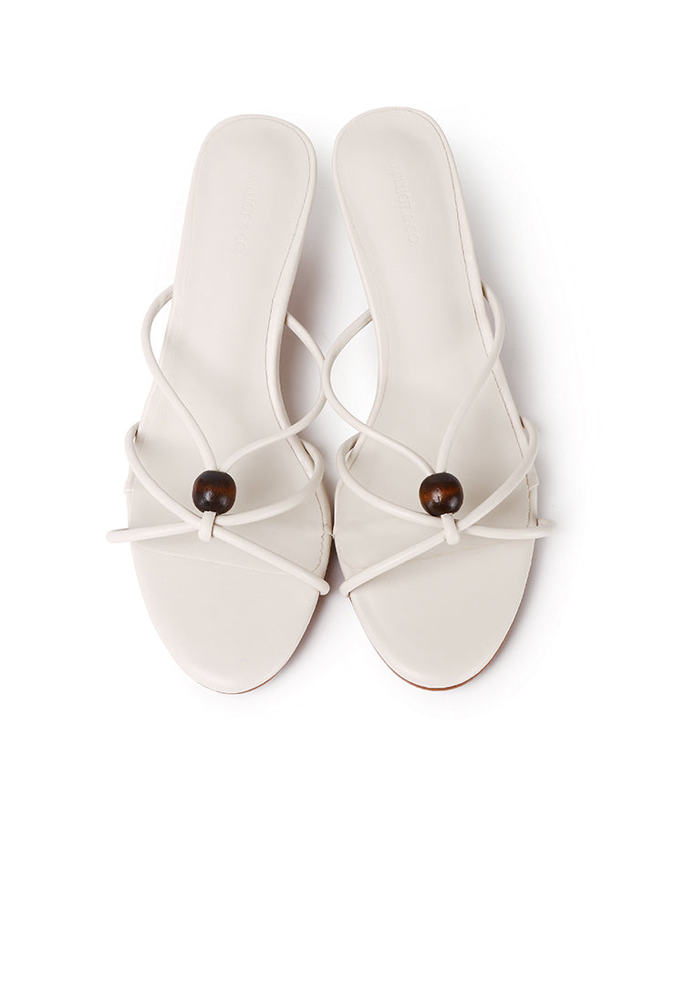 Ava Beads Strappy Heels (Beige)