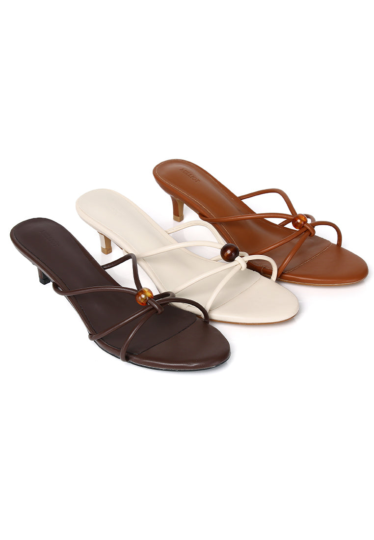 Ava Beads Strappy Heels (Cinnamon)