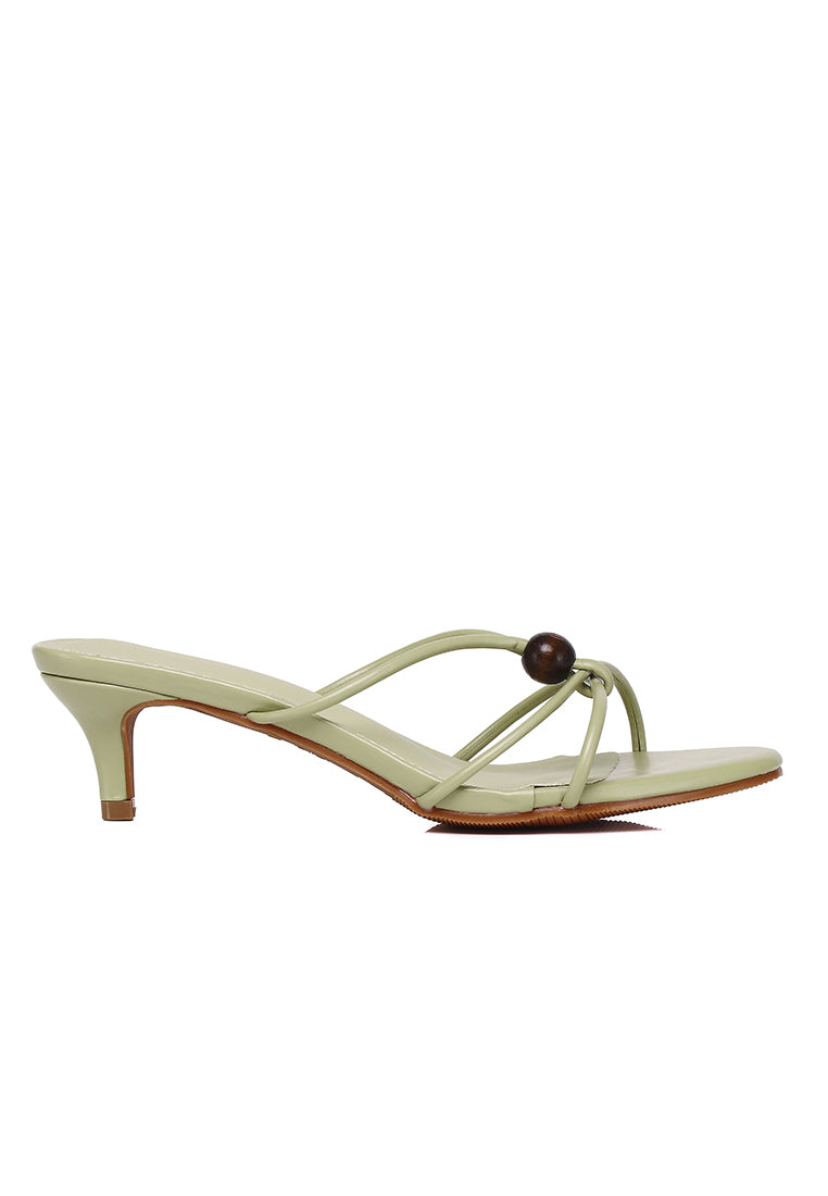 Ava Beads Strappy Heels (Green)