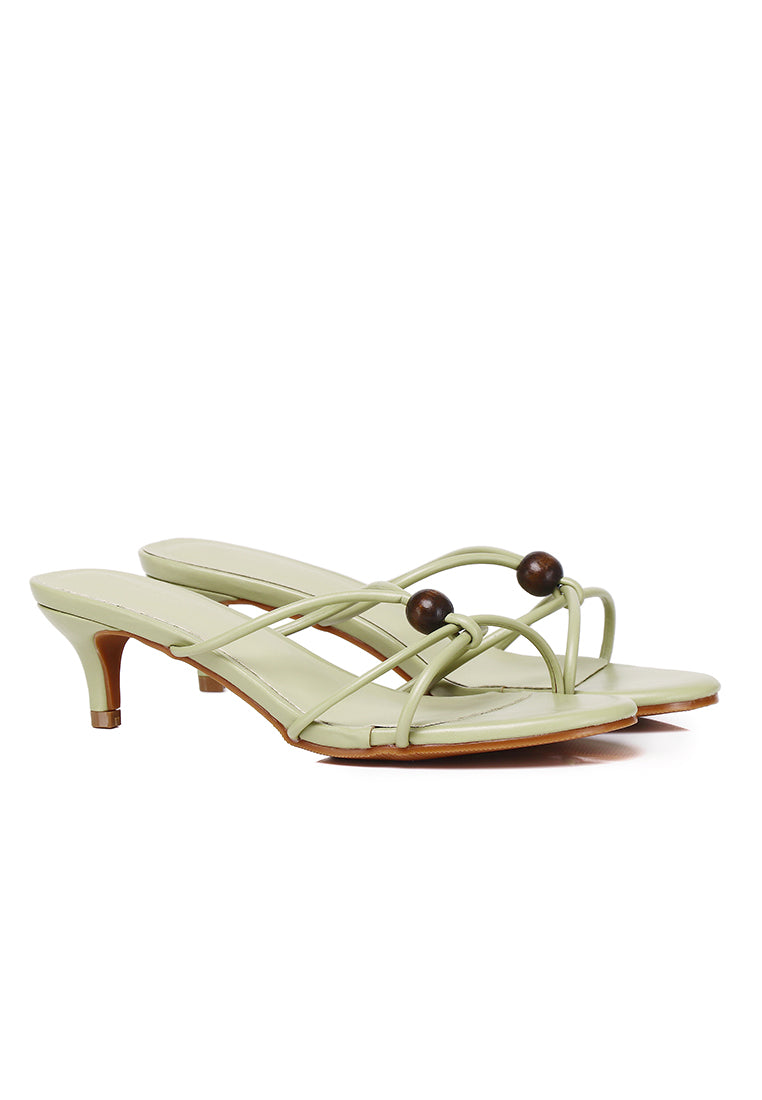 Ava Beads Strappy Heels (Green)