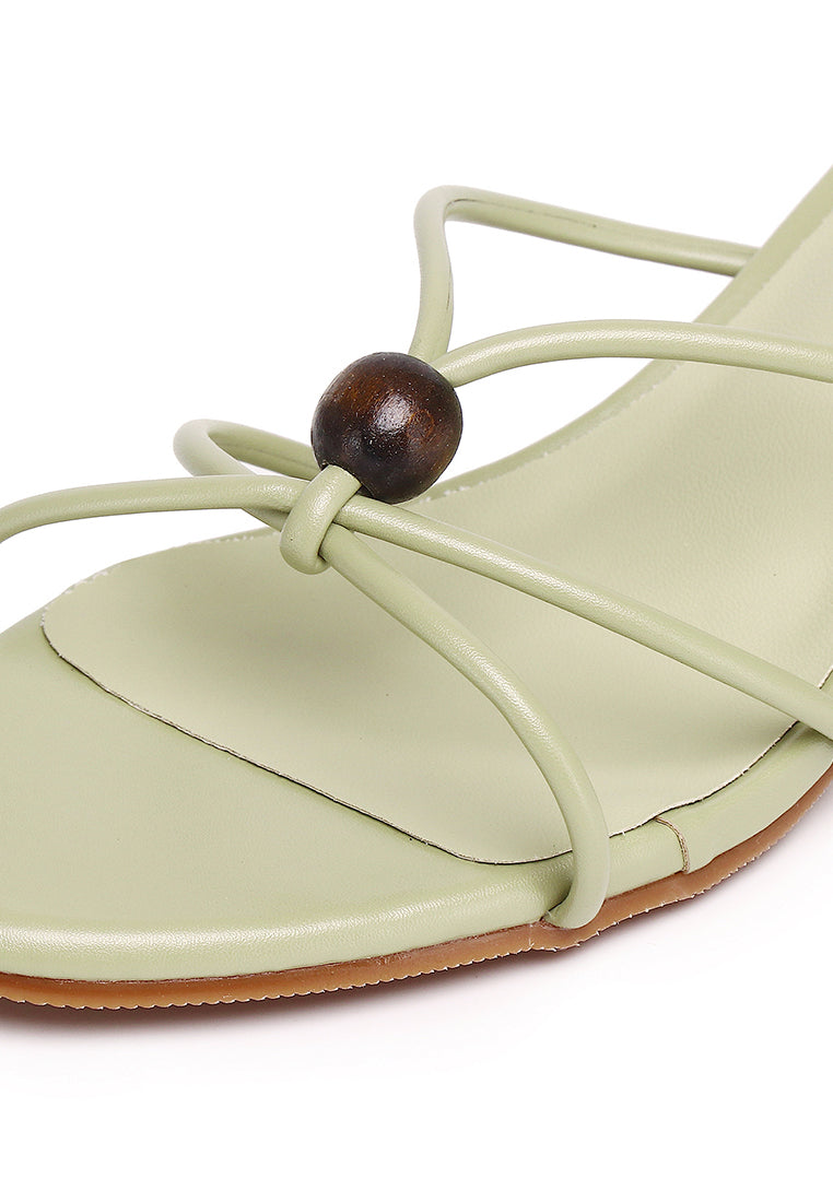 Ava Beads Strappy Heels (Green)