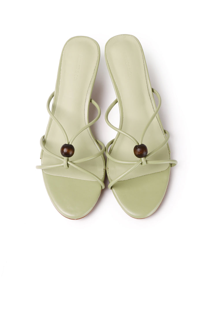 Ava Beads Strappy Heels (Green)
