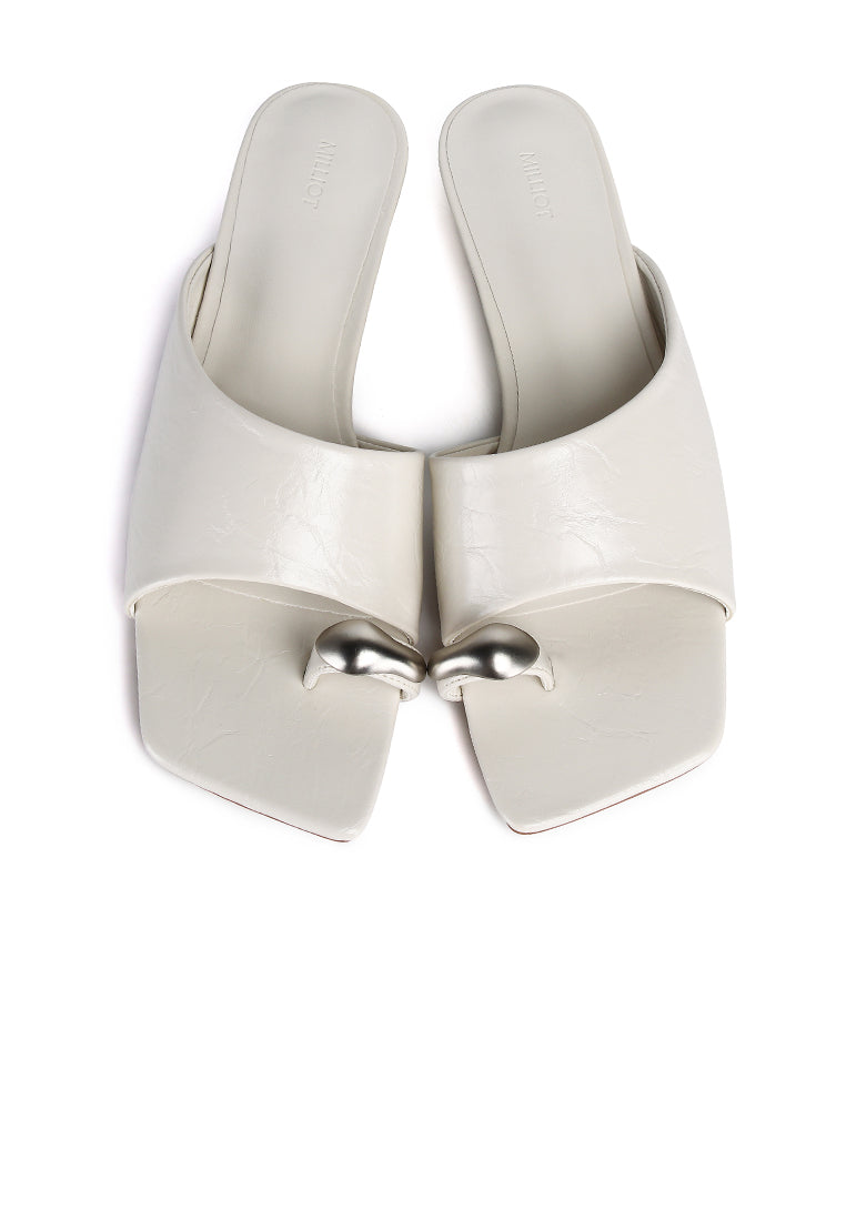 Daniela Toe Ring Heeled Sandals (Off White)