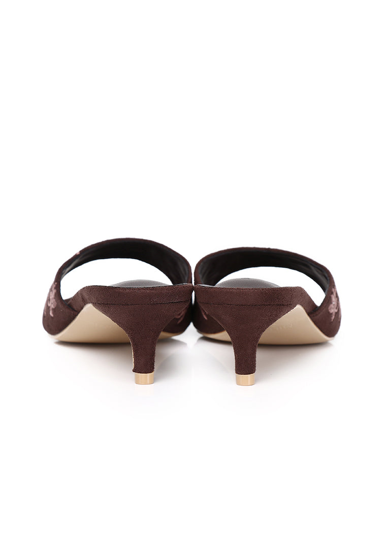 Zana Embroided Kitten Heels (Espresso)