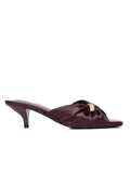 Amora Asymmetric Pleated Kitten Heels (Burgundy)