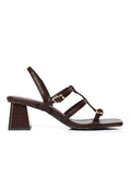 Alana Strappy Block Heels (Brown)
