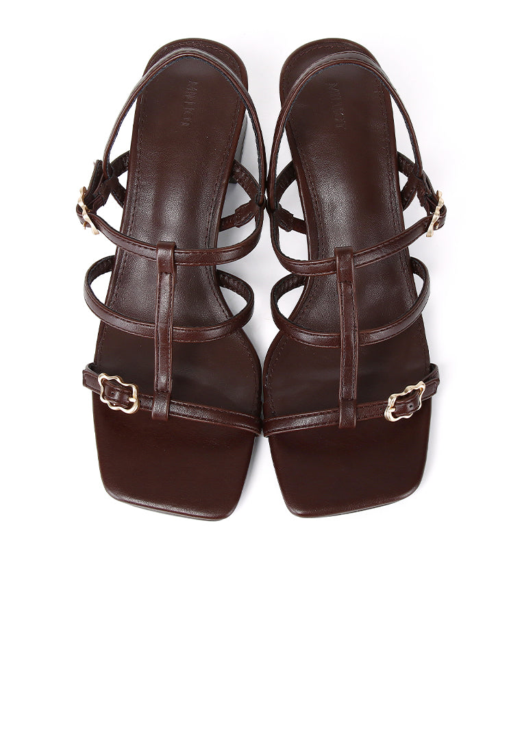 Alana Strappy Block Heels (Brown)