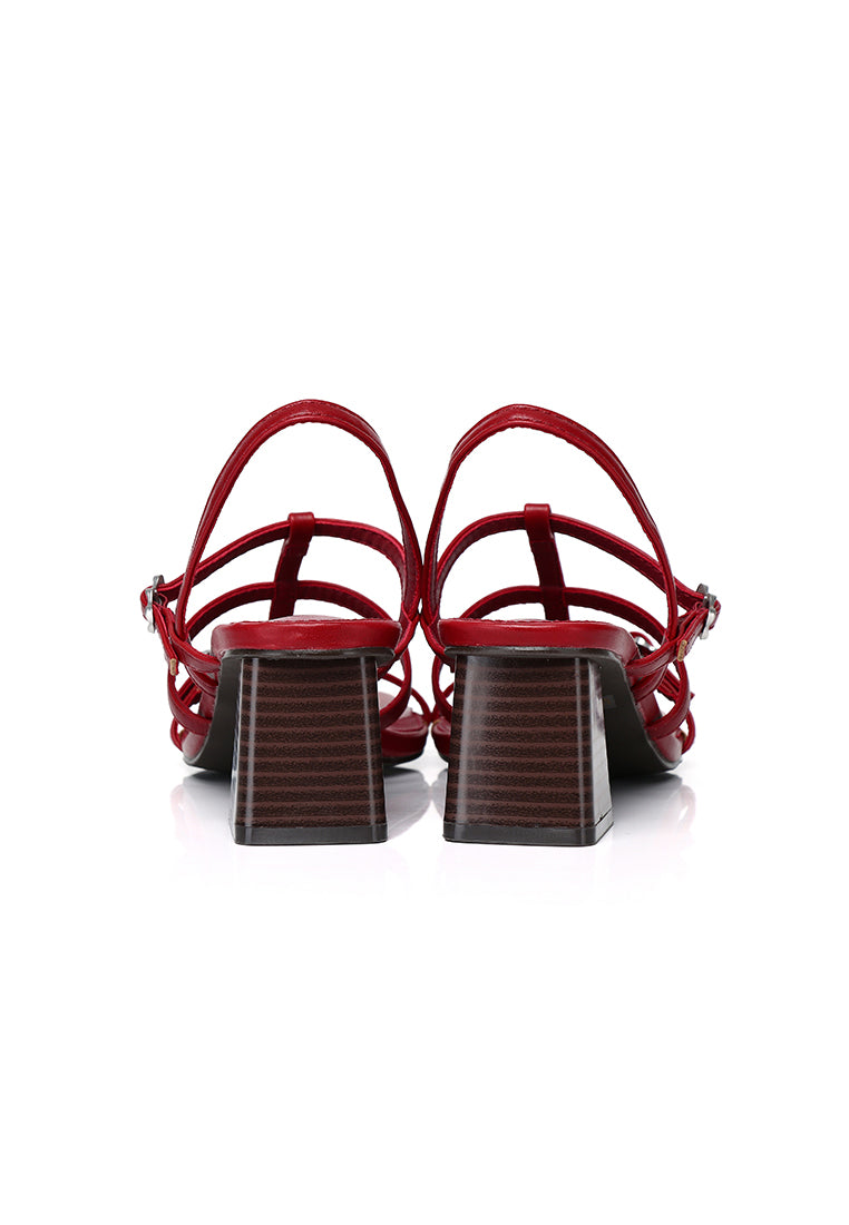 Alana Strappy Block Heels (Maroon)