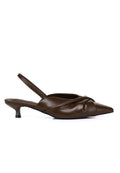 Remi Pleated Slip On Kitten Heels (Brown)