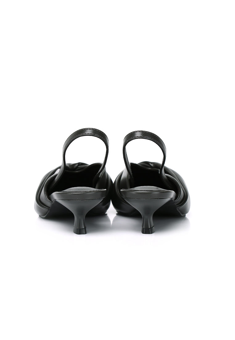 Remi Pleated Slip On Kitten Heels (Charcoal)