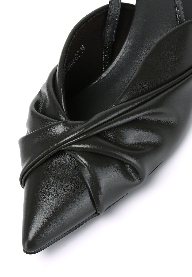 Remi Pleated Slip On Kitten Heels (Charcoal)
