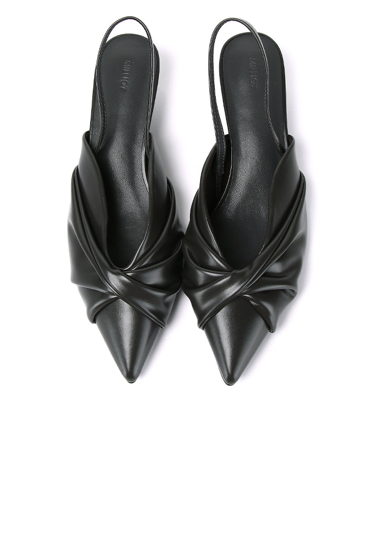 Remi Pleated Slip On Kitten Heels (Charcoal)