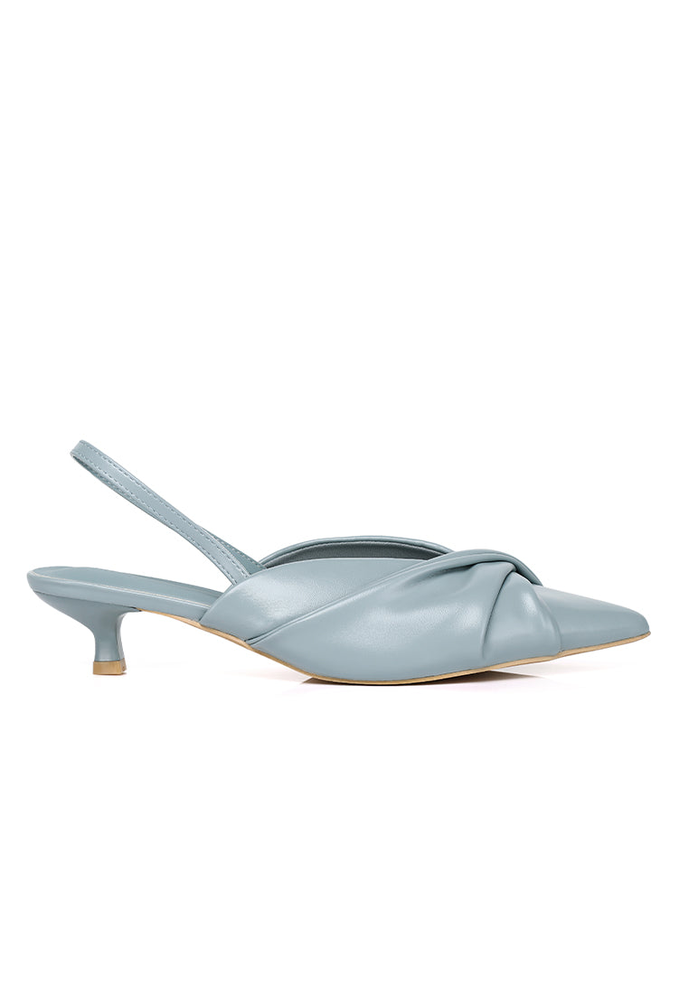Remi Pleated Slip On Kitten Heels (Light Blue)