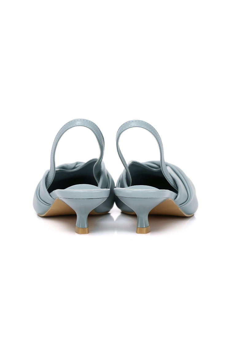 Remi Pleated Slip On Kitten Heels (Light Blue)