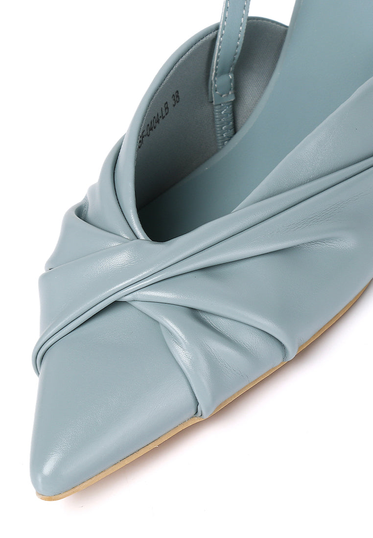 Remi Pleated Slip On Kitten Heels (Light Blue)