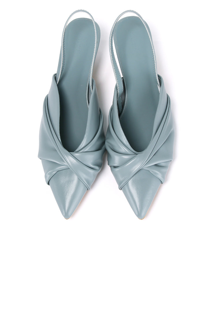 Remi Pleated Slip On Kitten Heels (Light Blue)
