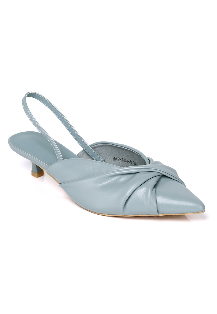 Remi Pleated Slip On Kitten Heels (Light Blue)