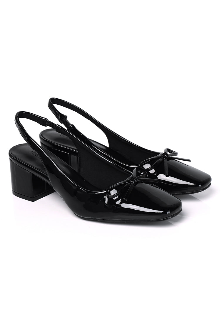 Freya Slingback Pumps With Bow (Black)